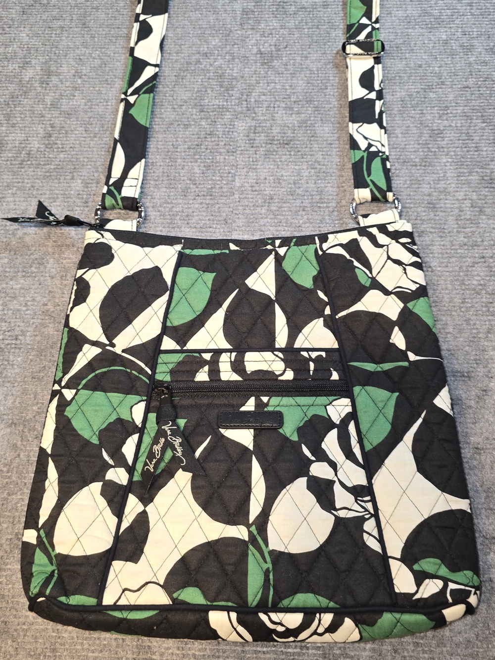Vera Bradley Hipster Crossbody Bag Imperial Rose Black Green White Retired Flora